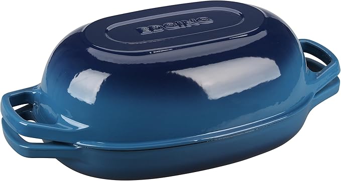Enameled Cast Iron Dutch Oven Pot with Lid, Oval Dutch Oven for Bread Baking, Bread Oven for Homemade Sourdough Bread Baking, 5qt, Lake Blue