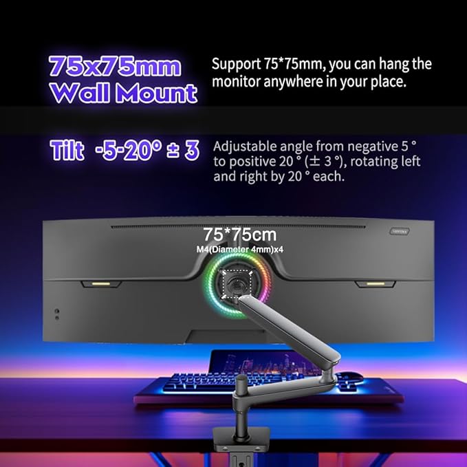 Viewedge 49" Curved Monitor Ultrawide Gaming 120Hz 1ms 32:9 DQHD 5120 x 1440P Computer Monitor, R1500, 110% sRGB, DisplayPort, HDMI,Support Crosshair and Wall Mount
