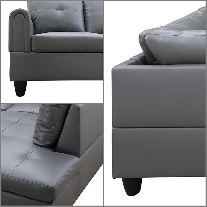 L Shaped Couch, Modular Sectional Sofa with Chaise, Modern Modular Sofas Furniture Sofa Couches for Living Room/Apartment/Office/Bedroom, Dark Grey