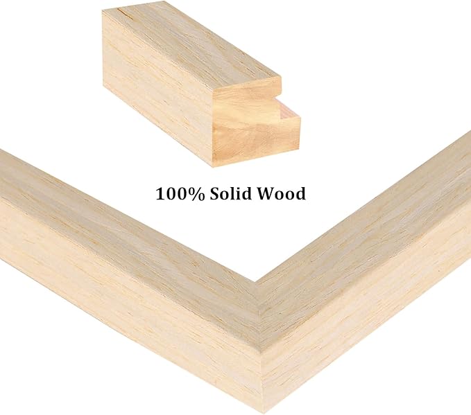 Egofine 6x8 Picture Frame Made of Solid Wood with Plexiglass, Display Pictures 4x6/5x7 with Mat or 6x8 Without Mat for Tabletop and Wall Mounting, Oak Wood