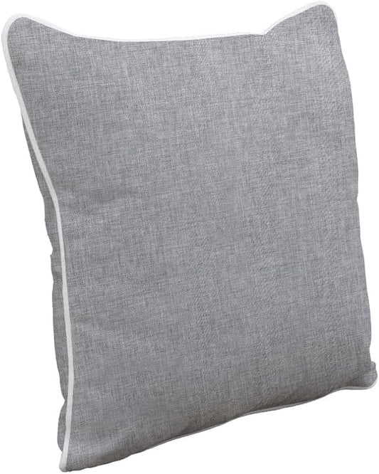 East Green 18 x 18 Waterproof Outdoor Pillow with Insert, Granite with White Piping - Premium Olefin Outdoor Accent Pillow for Patio Furniture