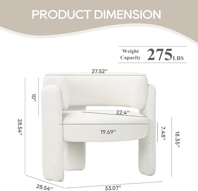 COLAMY Modern Accent Chair, Velvet Accent Chairs, Upholstered Barrel Chairs with Solid Wood Legs, Comfy Side Chair for Living Room, Bedroom, Reading, Cozy Reading Chair,Cream