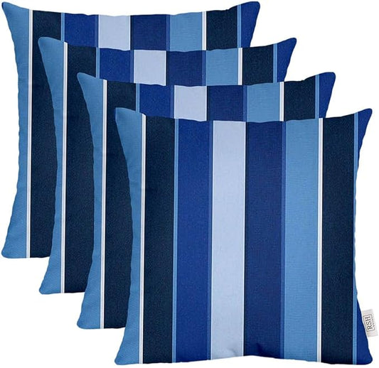 RSH DECOR: Sunbrella Square Throw Pillows Set of 4 | 17" x 17" | Water and Fade-Resistant Performance Fabric | Outdoor Pillow Covers with Down-Alternative Inserts | Milano Cobalt