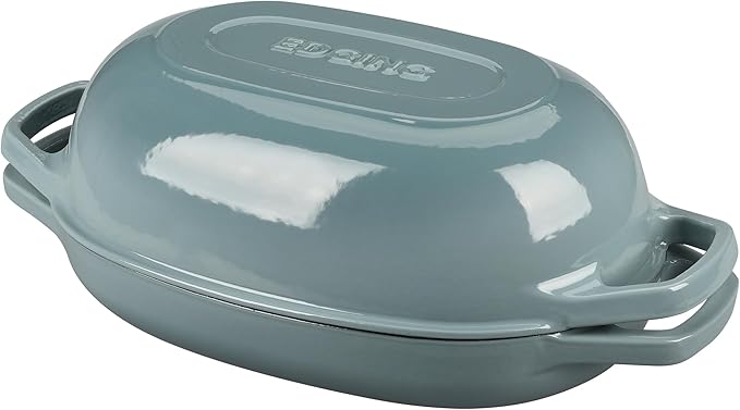 Enameled Cast Iron Dutch Oven Pot with Lid, Oval Dutch Oven for Bread Baking, Bread Oven for Homemade Sourdough Bread Baking, 5qt, Seasalt