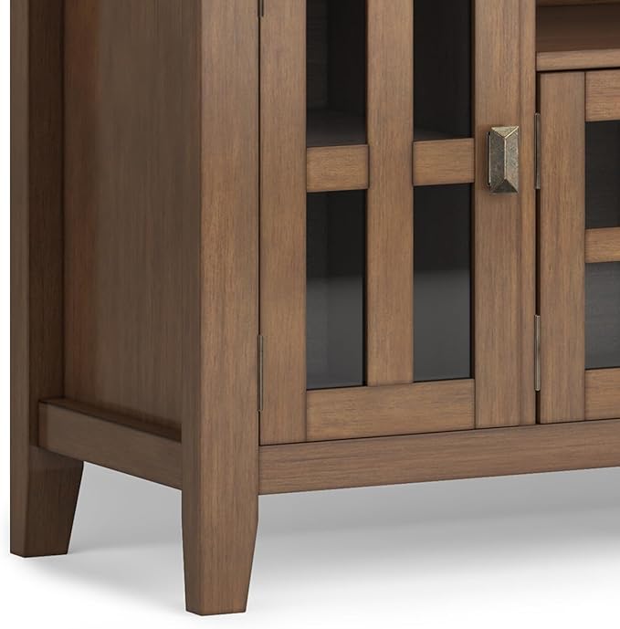 SIMPLIHOME Artisan SOLID WOOD 72 inch Wide Contemporary TV Media Stand in Rustic Natural Aged Brown For TVs up to 80 inches for the Living Room and Entertainment Center