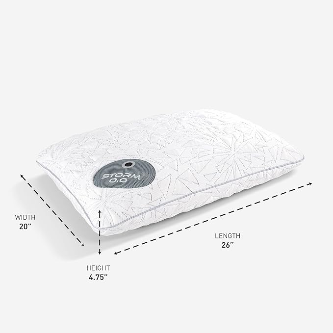 Bedgear Storm Performance Pillow – 0.0 - Cooling Bed Pillow for Hot Sleepers - Medium Firmness Pillow for All Sleep Positions, Washable & Removable Cover - 20" W x 26" L x 4.75" H