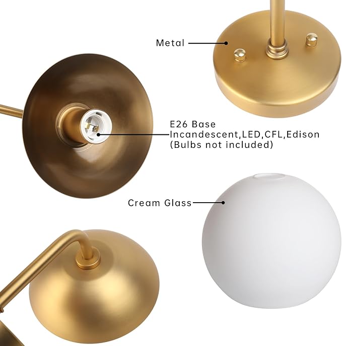 Modern Glass Wall Sconce with Frosted Globe Lampshade, Metal Base Industrial Wall Light Fixture, Indoor Wall Mounted Lamp for Vanity Bathroom Bedroom Living Room