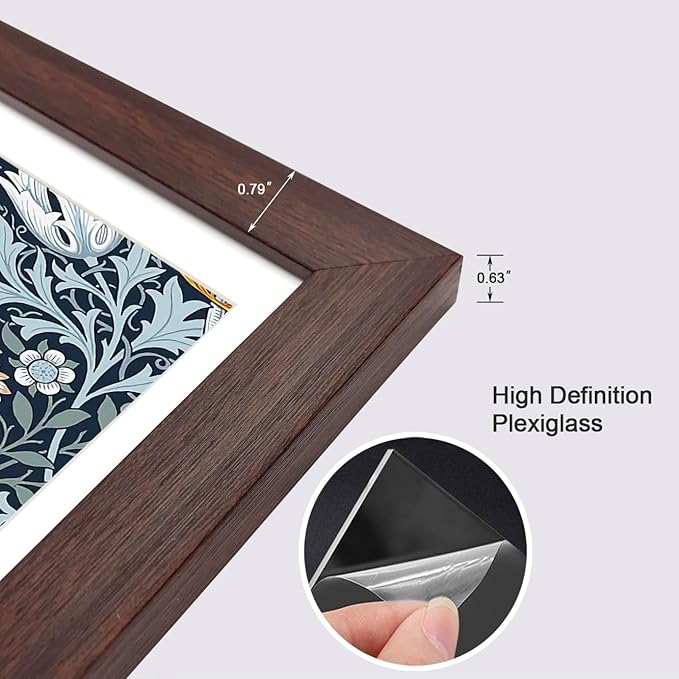 11x14 Picture Frame Set of 9 for Pictures 8x10 with Mat or 11x14 Without Mat, Wall or Tabletop Gallery Photo Frames Walnut