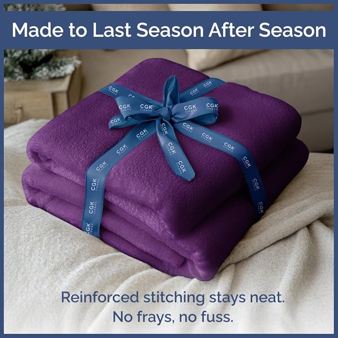 Ultra Soft Fleece Blanket Throw Size - Flannel Fleece Luxury Throw Blanket - Lightweight for Couch Bed Chair - Thick, Warm and Breathable - All Season Cozy Anti-Static Microplush Bedding, Purple