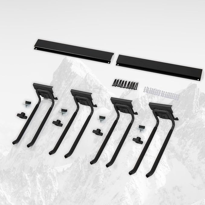 Clamping Garage Wall Organizers, 32inch Wall Mount Folding Chair Rack Tool Holder, Heavy Duty Garage Organization, Yard Tool Hook, Hold Up to 300lbs (32Inch Black)