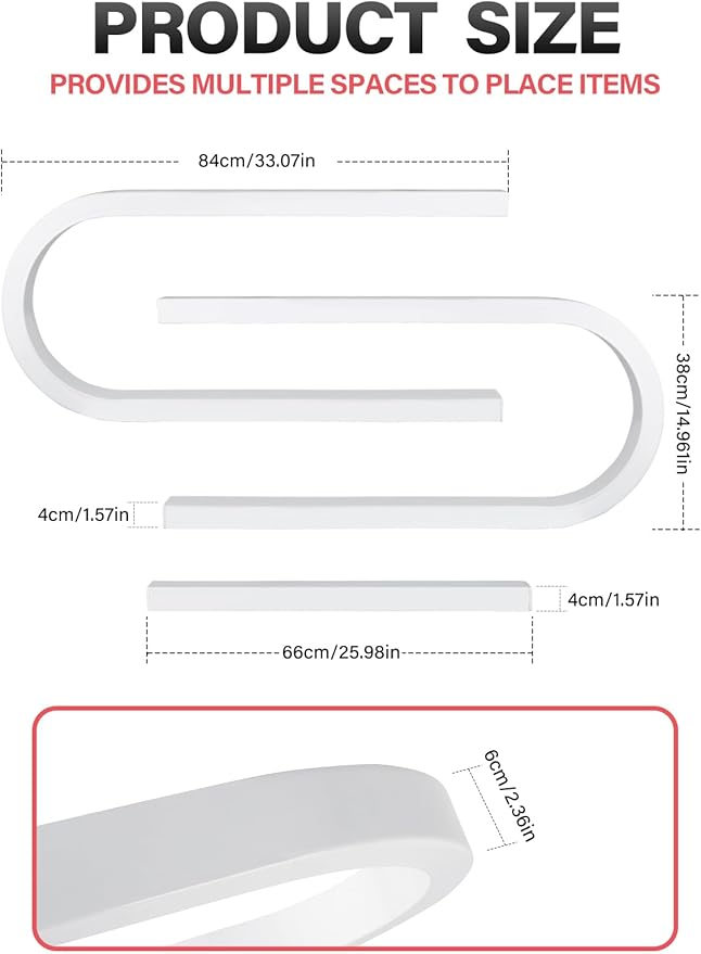 EBANKU 6PCS U Shape Nail Polish Racks Heavy Duty Nail Shelfs for Wall Nail Polish Display Rack Cosmetic Display Cases Nail Polish Organizer Wall Shelf for Home Spa Nail Salon(White)