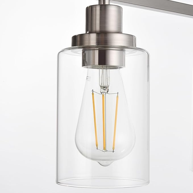 MELUCEE 5-Light Bathroom Vanity Light Brushed Nickel Wall Sconce Modern Light Fixtures Wall Mount with Clear Glass Shade for Porch Bedroom Hallway Kitchen (Patent No.: US D963914 S)