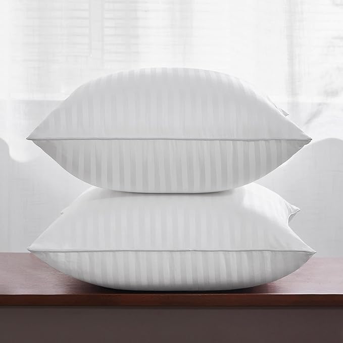 Oubonun 20 x 20 Throw Pillow Inserts, Firm and Fluffy Decorative Square Pillows for Couch Bed Sofa with Soft Cotton Cover White Cushion with Down Alternative Pack of 2