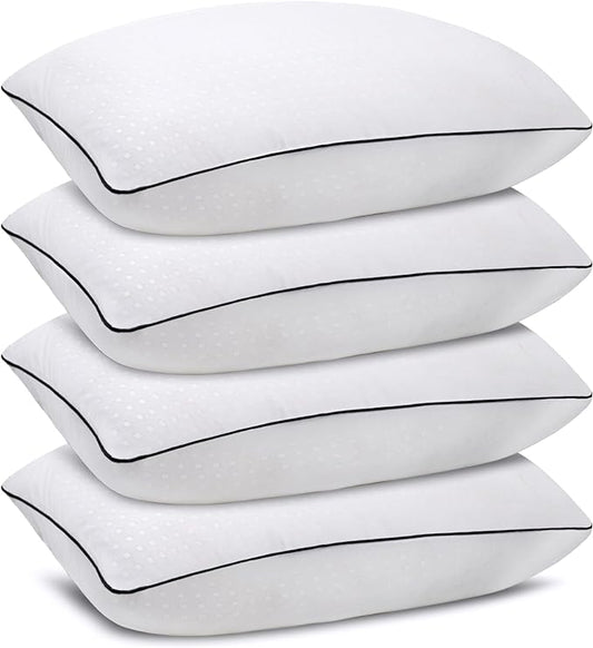 Queen Size Bed Pillows for Sleeping 4 Pack,Luxury Hotel Pillows,Comfortable and Supportive,Machine Washable,Suitable for Stomach,Back and Side Sleepers.