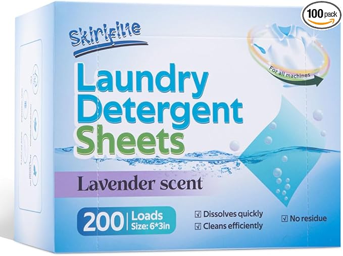 Lavender Laundry Detergent Sheets - 100 Eco-Friendly Laundry Sheets - Compact, Lightweight, and Travel-Ready - Powerful Cleaning & Long-Lasting Freshness