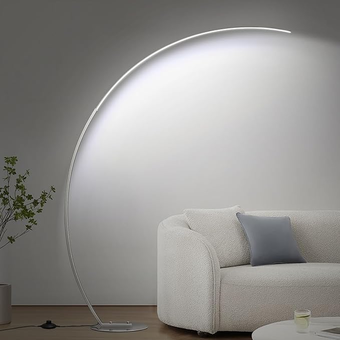 Dimmable LED Floor Lamp with 3 Color Temperatures, Ultra Bright 2000LM Brushed Nickel Arc Floor Lamps for Living Room, Modern Tall Lamp with Remote Control Reading Floor Lamp for Bedroom Office