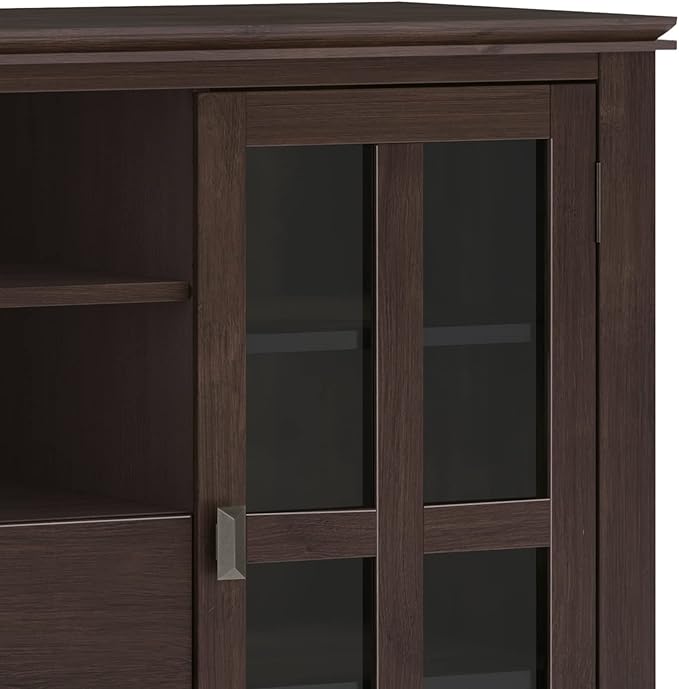 SIMPLIHOME Artisan SOLID WOOD 53 inch Wide Contemporary TV Media Stand in Dark Chestnut Brown For TVs up to 60 inches for the Living Room and Entertainment Center