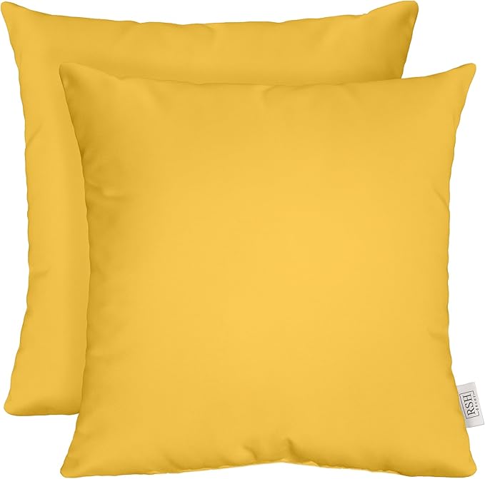 RSH DECOR: Sunbrella Square Throw Pillows Set of 2 | 24" x 24" | Water and Fade-Resistant Performance Fabric | Outdoor Pillow Covers with Down-Alternative Inserts | Canvas Sunflower Yellow