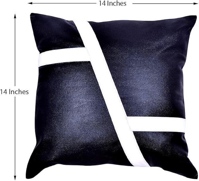 D DOLLY LAMB Lambskin Leather Pillow Cover - Sofa Cushion Case - Decorative Throw Covers for Living Room & Bedroom, 16x16 Inches - Blue Pack of 1