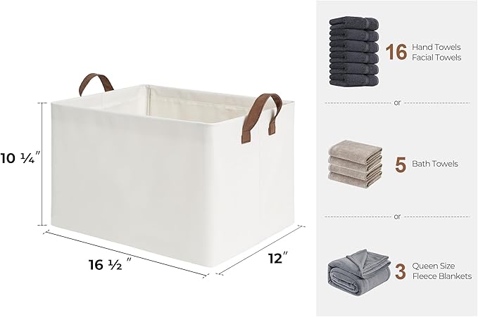 StorageWorks Storage Bins, Fabric Storage Bins for Shelves, Large Storage Baskets with Metal Frame, Closet Baskets and Bins with Handles, Beige, 2-Pack