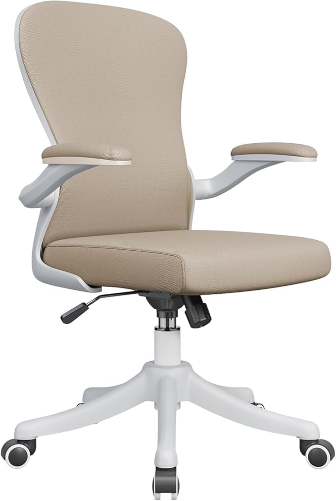 Ergonomic Office Chair with Adjustable Lumbar Support & Flip-Up Armrests - High Back Computer Desk Chair with Thickened Seat Cushion, Rolling Wheels for Home/Office Study Work