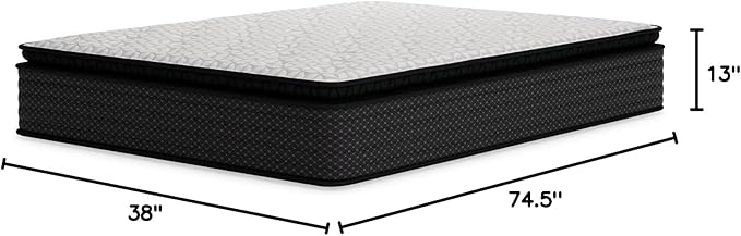 Signature Design by Ashley Limited Edition Pillow Top 13 " Pillow Top Hybrid Mattress with Gel Memory Foam, Edge Support for Cool Sleep and Pressure Relief, Twin, Fiberglass Free, Mattress In A Box