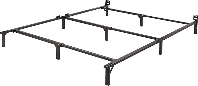 Amazon Basics Metal Bed Frame, 9-Leg Base for Box Spring and Mattress, Queen, Tool-Free Easy Assembly, 79.5" L x 59.5" W x 7" H, Black