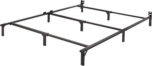 Amazon Basics Metal Bed Frame, 9-Leg Base for Box Spring and Mattress, Queen, Tool-Free Easy Assembly, 79.5" L x 59.5" W x 7" H, Black