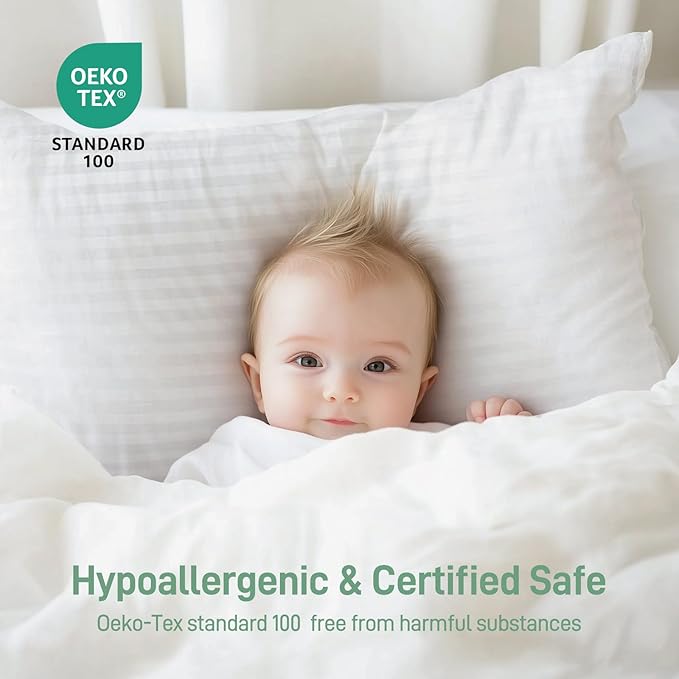 Hypoallergenic Soft Standard/Queen Size Pillow, Down Alternative Filling with Cotton Shell Hotel Quality Pillow, Breathable, Ideal for Side, Back and Stomach Sleeper, Oeko-TEX Certified