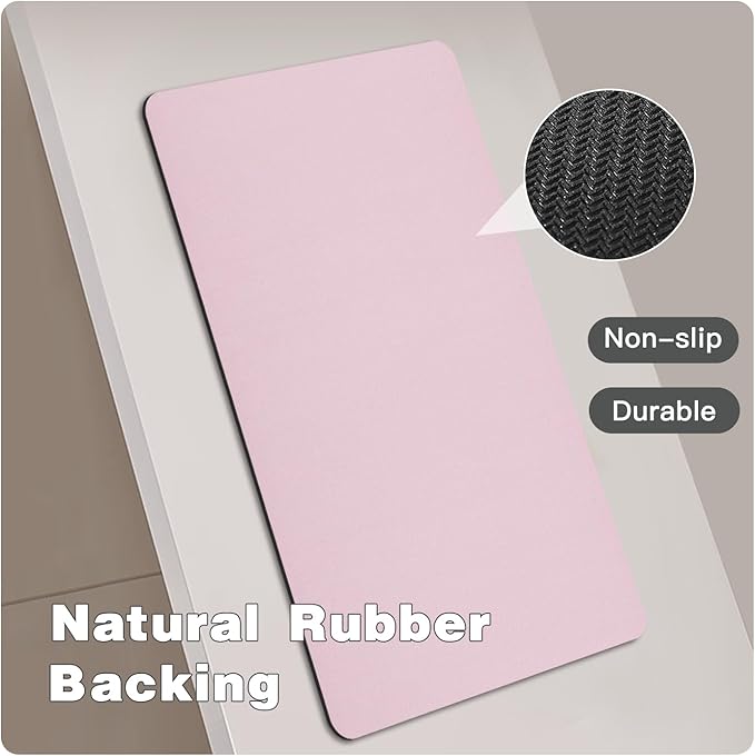 Pink Bath Mat, Bathroom Rugs Non Slip Washable Thin Absorbent Quick Dry Bath Mat Fits Under Door Bathroom Floor Mat Perfect for Bath, Shower, or Sink 36"x48" Pink