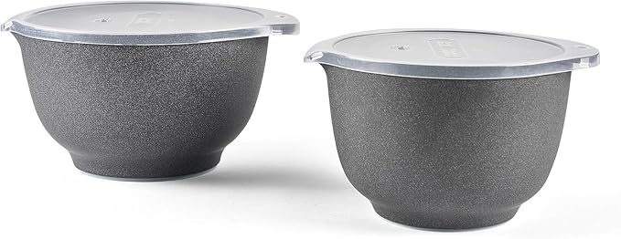 Precision Craft Mixing Bowl Set 2 Pcs Elevate Your Culinary Experience Stylish Nesting Bowls for Effortless Cooking and Baking- (Pebble Black)