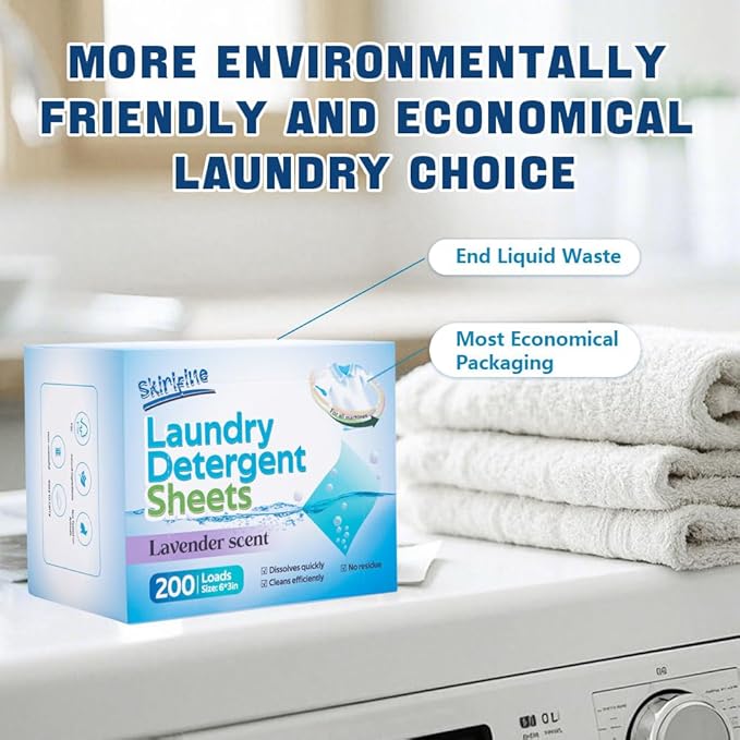Lavender Laundry Detergent Sheets - 100 Eco-Friendly Laundry Sheets - Compact, Lightweight, and Travel-Ready - Powerful Cleaning & Long-Lasting Freshness