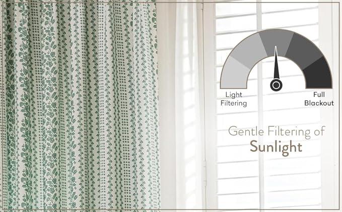 Linen Blend Pinch Pleated Curtains for Living Room, Bedroom, Dining Room - Light Filtering Curtains 2 Panels Set - Luxury and Modern Floral Printed Design - Summer Green, 30" W x 96" L