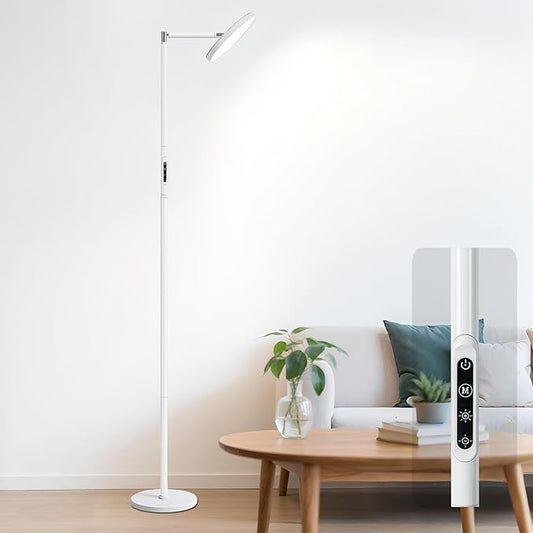 Torchiere Floor Lamp, Eye-Care Reading Lamp, 72" White Standing Lamps with Touch Control, Modern Bright Lamp for Bedroom,Office,Living Room