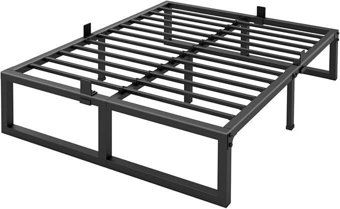 California King Bed Frame, 14 Inch High 3500 lbs Metal Platform, Mattress Foundation with Steel Slat Support/No Box Spring Needed/Noise Free/Non-Slip/Easy Assembly