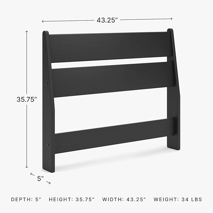 Signature Design by Ashley Socalle Modern Panel Headboard, Twin, Black