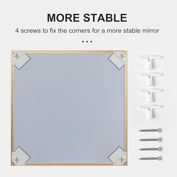 36x48 Inch Gold Bathroom Mirror, Copper-Free Aluminum Alloy Frame Vanity Mirror, Rectangle Wall Mounted Modern Mirror for Bedroom/Living Room/Porch Horizontal or Vertical