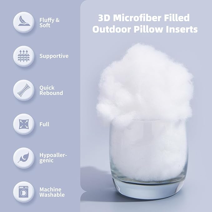 16 x 16 Outdoor Pillow Inserts Small Throw Pillow Inserts Pack of 2 Water Resistant Patio Furniture Pillows Decorative Porch Couch Pillows Premium Square Sofa Pillow, White