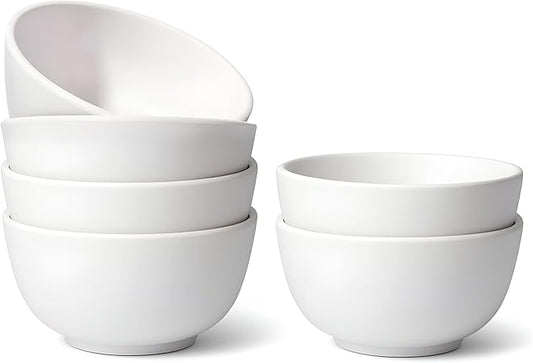 TP 10 Ounce Bowl Set of 6, 4.5" Melamine Small Bowls for Appetizer Snacks Ice Cream Dipping Sauce Side Dish, Unbreakbale and Lightweight, White