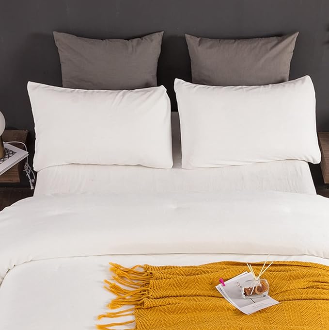 Luxlovery White Fluffy Comforter Cal King Velvet Bedding Set California King Solid Sherpa Micromink Blanket Quilts Winter Warm Plush Flannel Bedding Comforter for Women Men