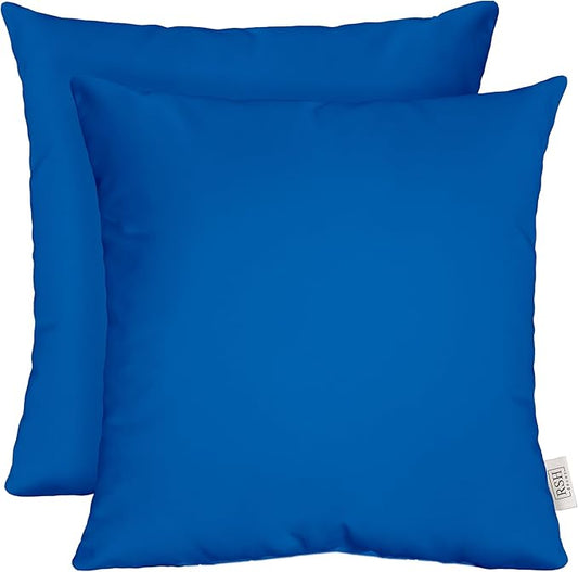 RSH DECOR: Sunbrella Square Throw Pillows Set of 2 | 24" x 24" | Water and Fade-Resistant Performance Fabric | Outdoor Pillow Covers with Down-Alternative Inserts | Canvas Pacific Blue