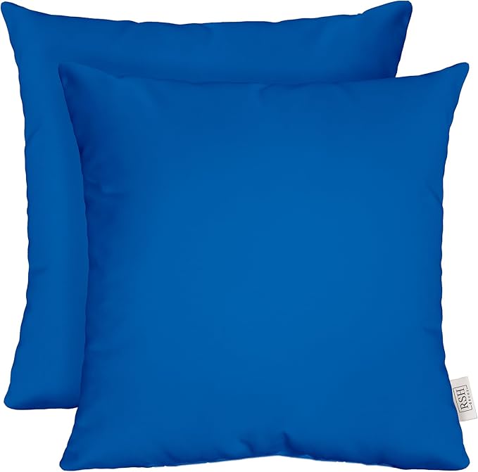 RSH DECOR: Sunbrella Square Throw Pillows Set of 2 | 20" x 20" | Water and Fade-Resistant Performance Fabric | Outdoor Pillow Covers with Down-Alternative Inserts | Canvas Pacific Blue