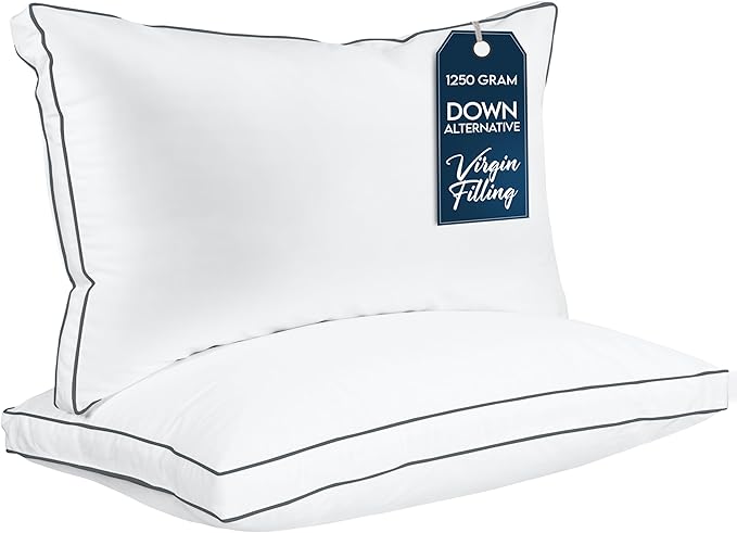 Utopia Bedding Bed Pillows for Sleeping King Size (Grey/White), Set of 2, Cooling Hotel Quality, Gusseted Pillow for Back, Stomach or Side Sleepers