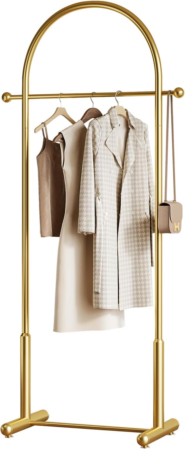 Metal Small Clothes Rack, Arched shape gold Clothing Racks for Hanging Clothes,Heavy Duty Garment Rack for Small Spaces Modern Coat Rack Stand for Entryway, Bedroom (gold)
