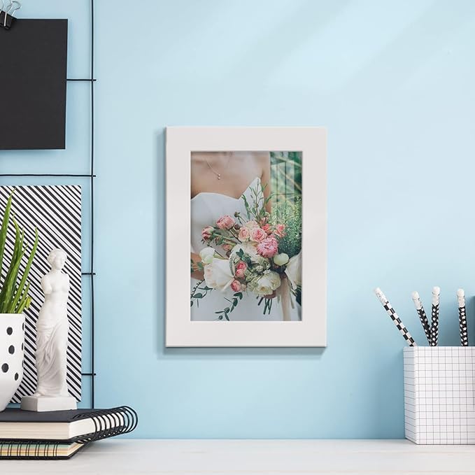 Renditions Gallery 5x7 inch Picture Frame High-end Modern Style, Made of Solid Wood and High Definition Glass Ready for Wall and Tabletop Photo Display, White Frame