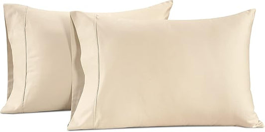 LANE LINEN Pillow Case Covers King Set of 2 100% Egyptian Cotton Sateen Soft Cool & Smooth 1000 Thread Count Cases - Ivory