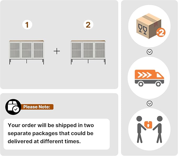 Farmhouse TV Stand for 100 Inch TVs, 2-in-1 Entertainment Center with Storage Cabinets & Metal Base, Antique White Media Console for Living Room