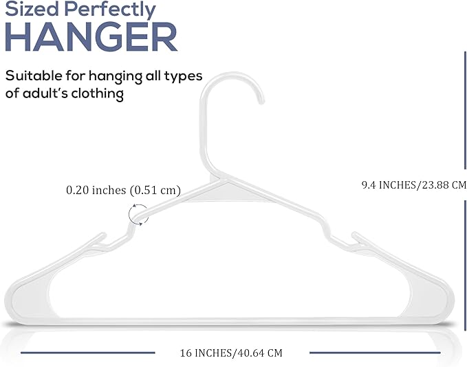 Utopia Home Plastic Hangers 30 Pack - Perfect Space Saving Clothes Hanger - Durable and Strong - Perfect Closet Organizers with Shoulder Grooves (White)