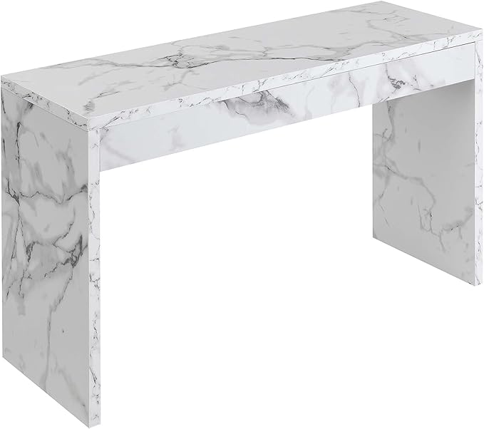 Convenience Concepts Northfield Hall Console Table 48" - Modern, Minimalist Narrow Sofa Display Accent for Contemporary Living Room, Entryway, or Hallway, White Faux Marble
