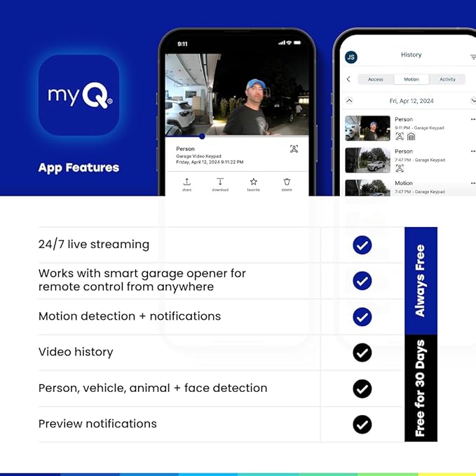 Chamberlain myQ Smart Indoor Security Camera – 1080p HD Video, Night Vision, Motion Detection, Wi-Fi, Two-Way Audio, Smartphone Control, 2 Pack